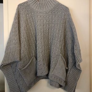 Grey knit poncho